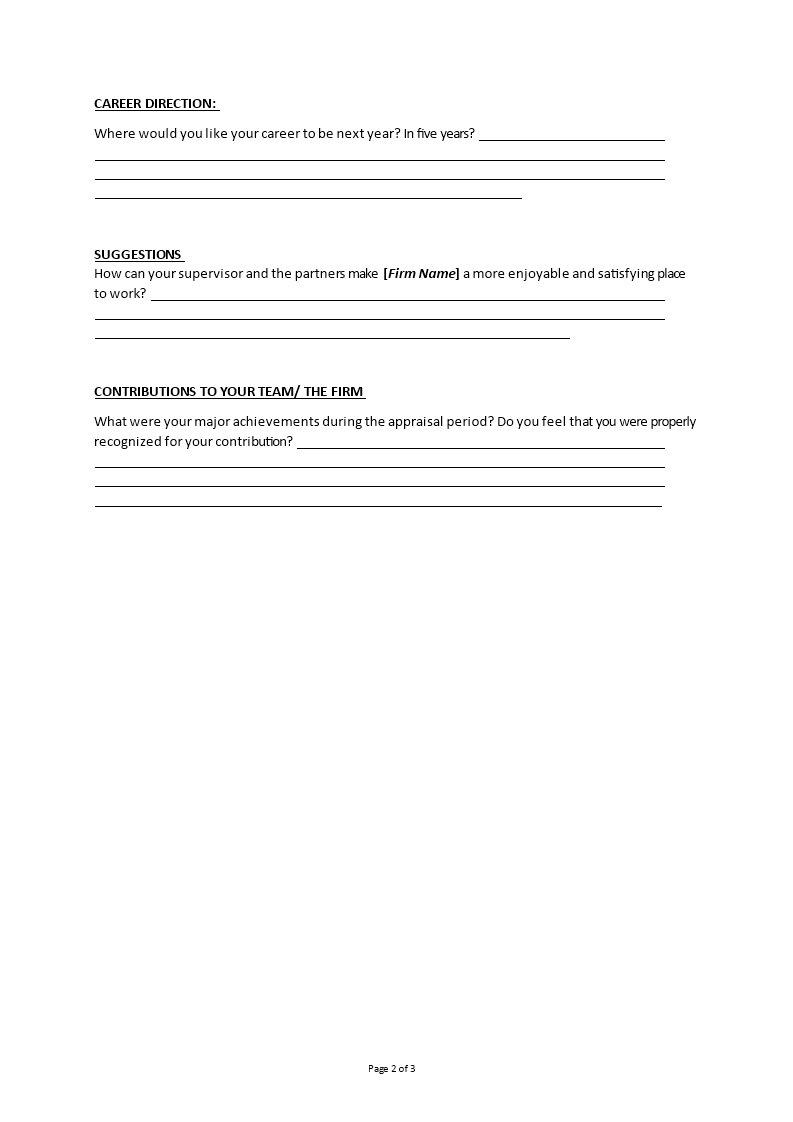 Employee Self Appraisal Form | Templates at allbusinesstemplates.com