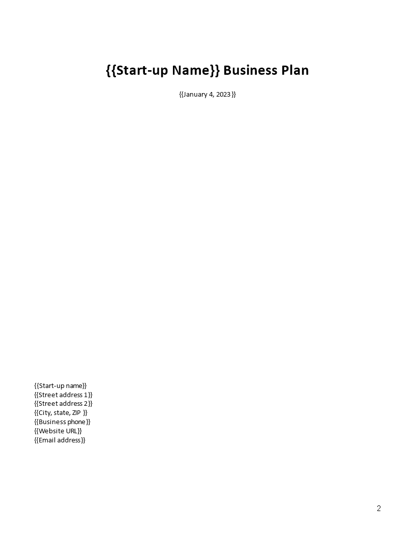 template business plan nederlands