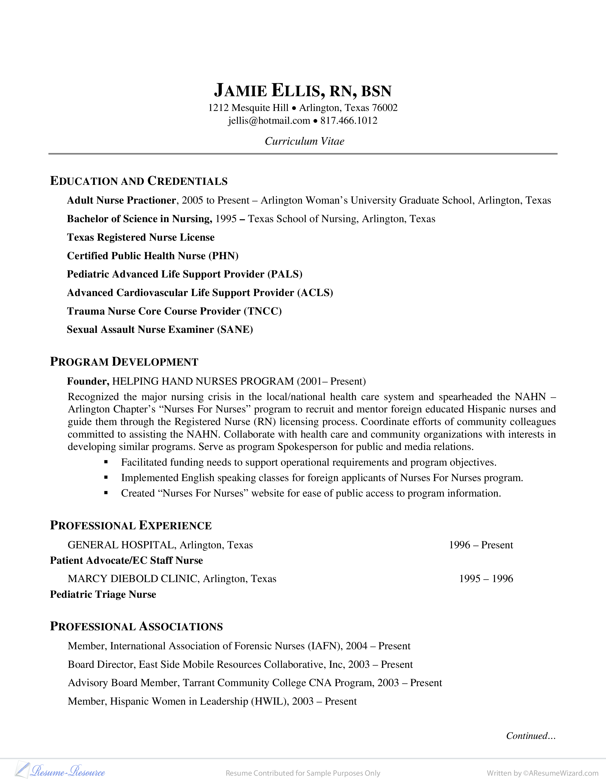 nursing resume free template