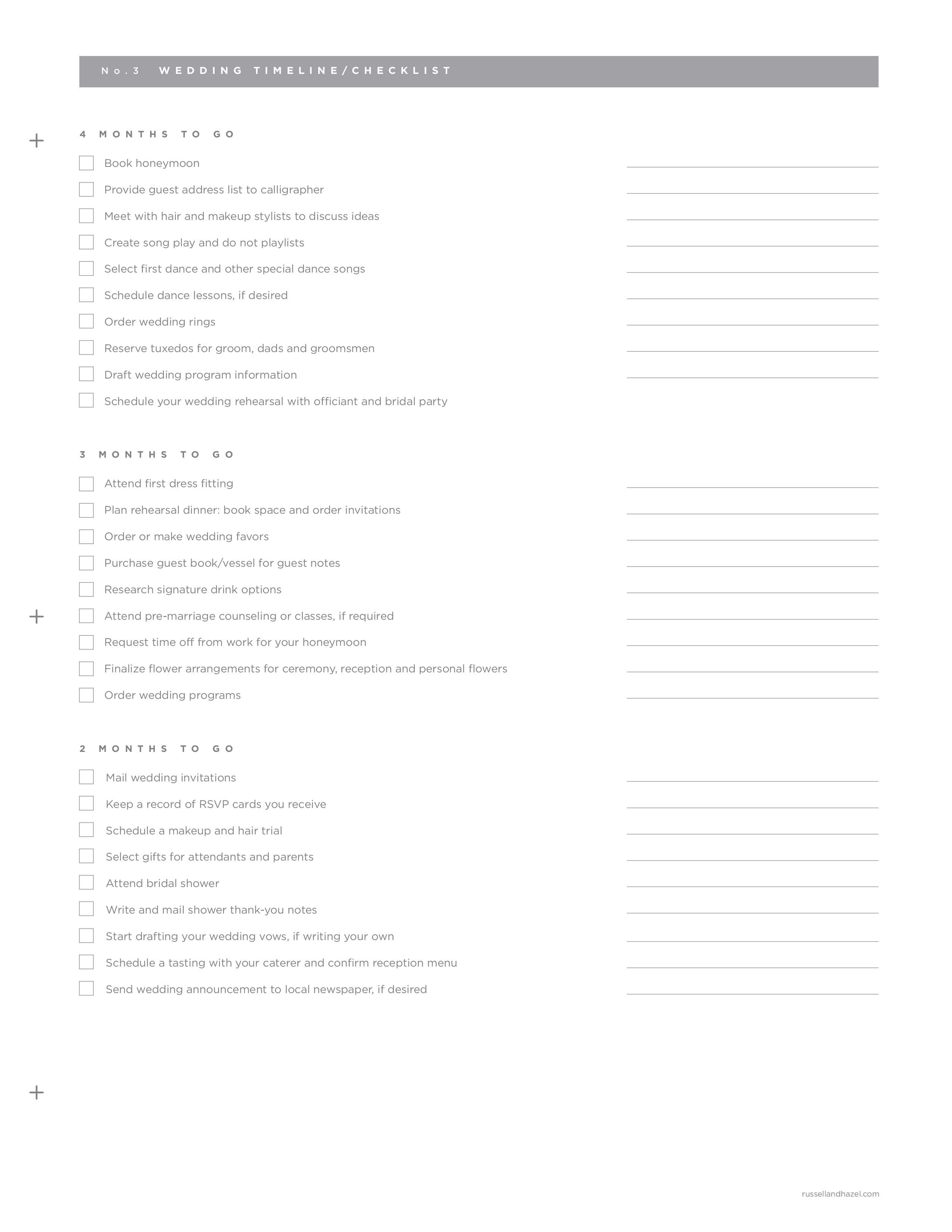 Kostenloses Blank Wedding Day Timeline Sample