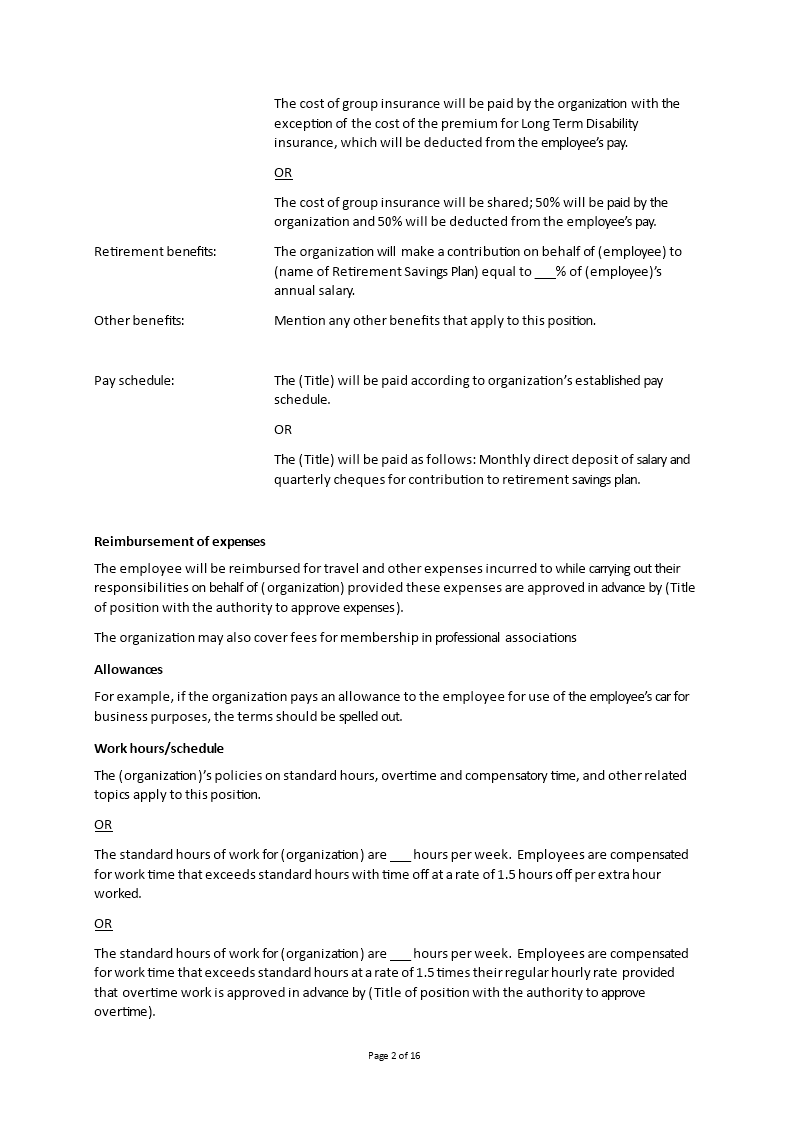 Employment Agreement Template | Templates at allbusinesstemplates.com