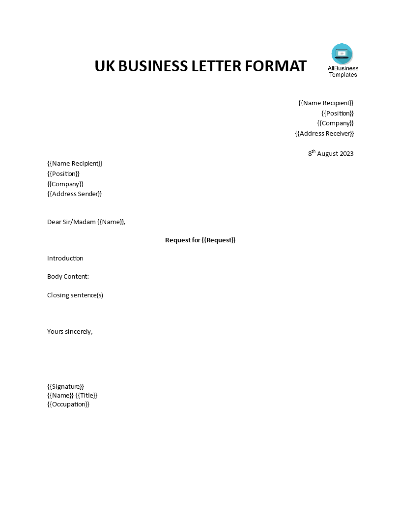 Kostenloses UK Business Letter Format