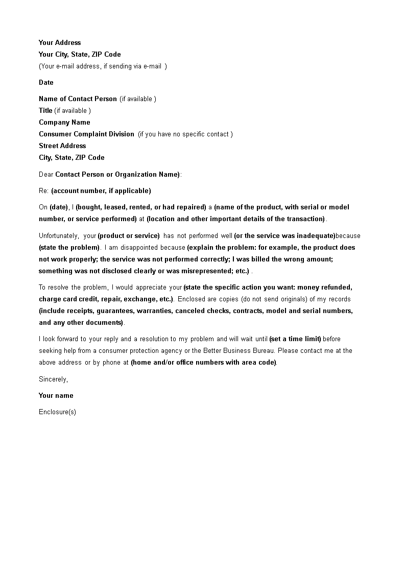 Formal Letter Of Complaint Example