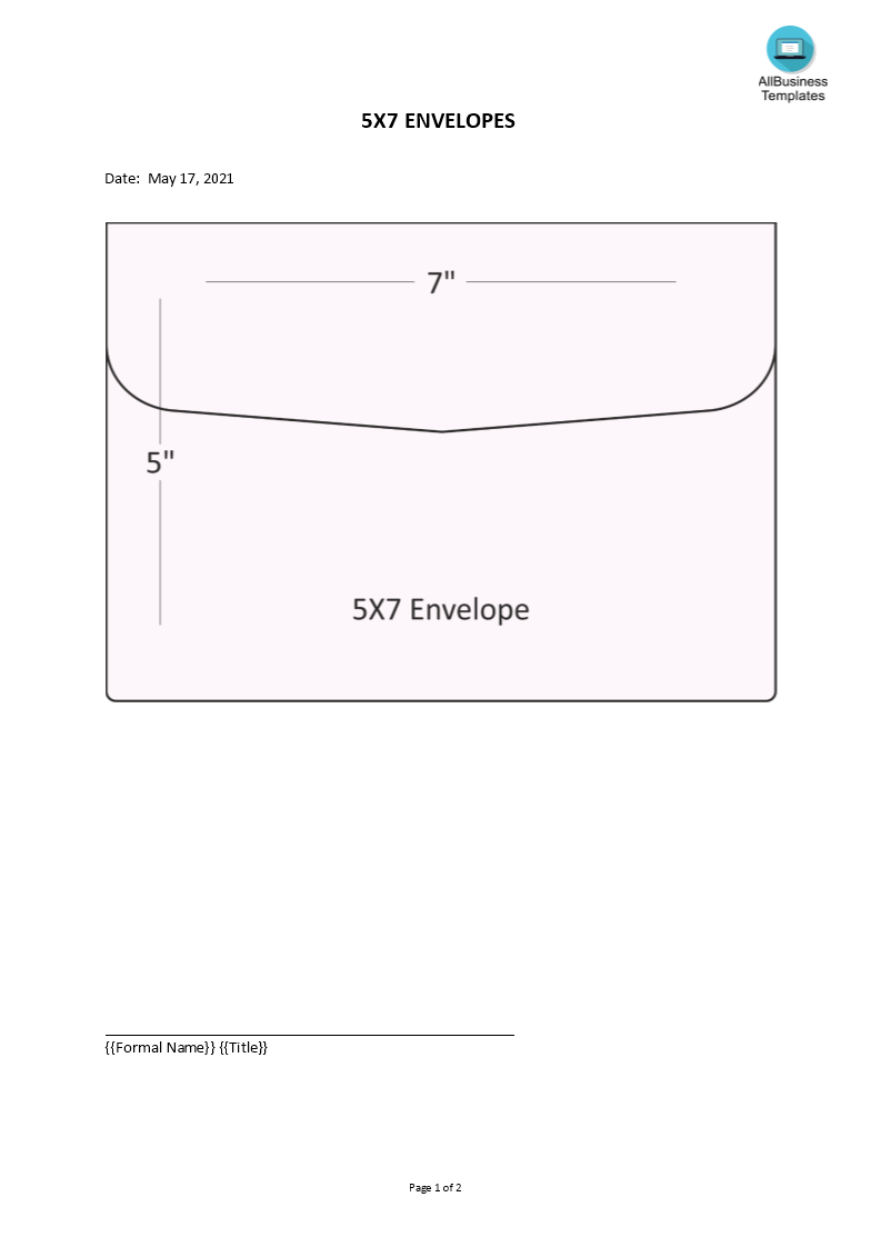 5x7 Envelope Template Templates At Allbusinesstemplates