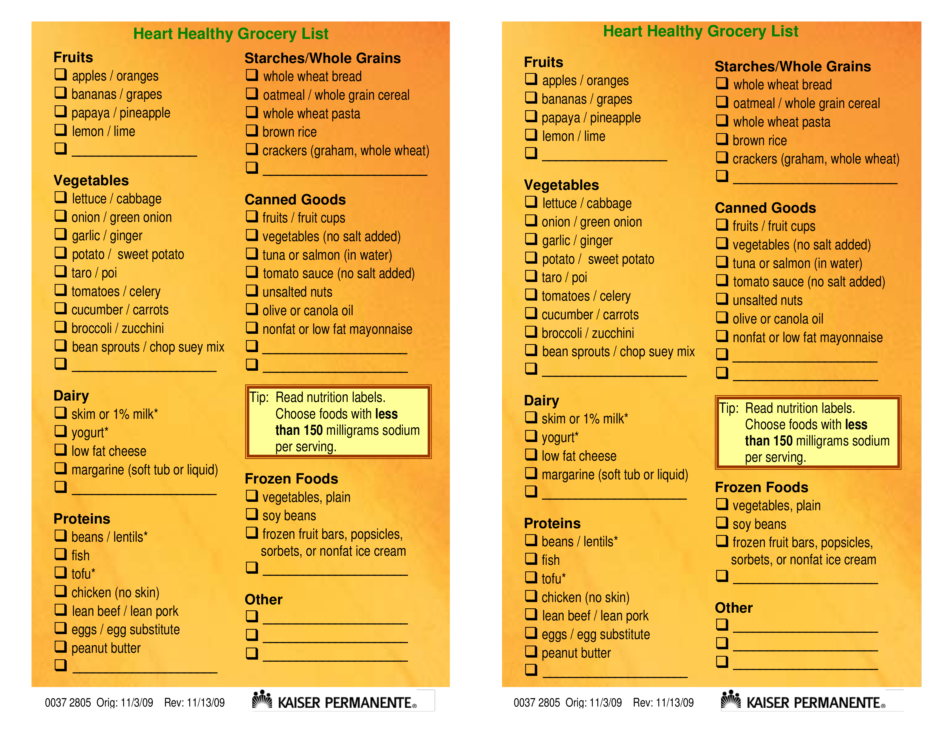 printable heart healthy grocery list templates at