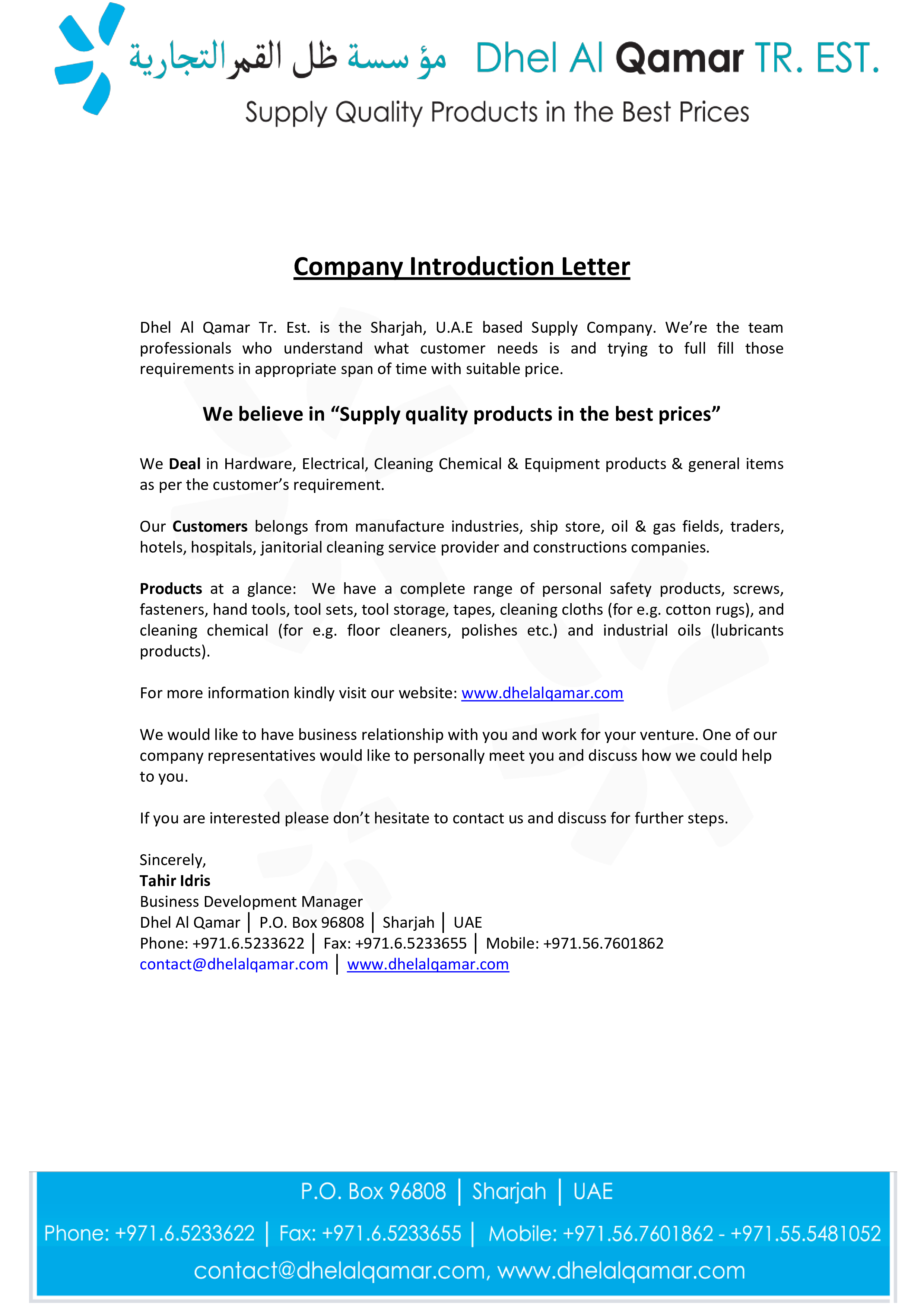 Company Introduction Formal Letter Templates At Allbusinesstemplates