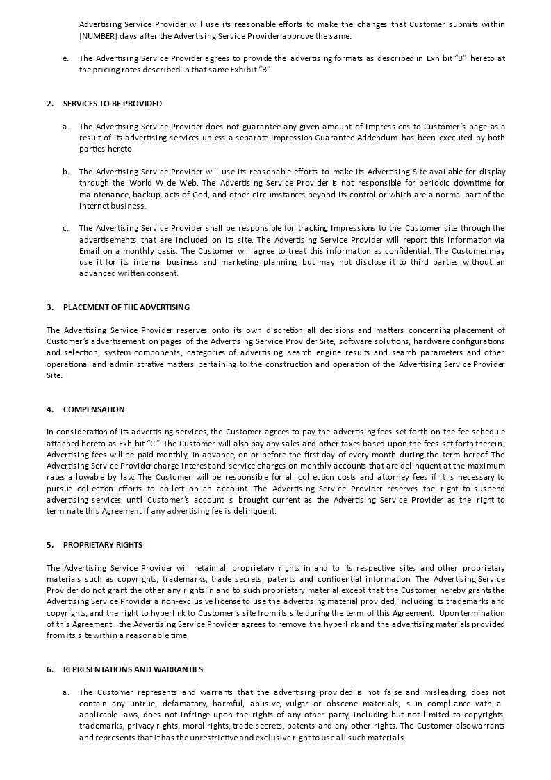 Agreement Advertising Service Template | Templates at ...