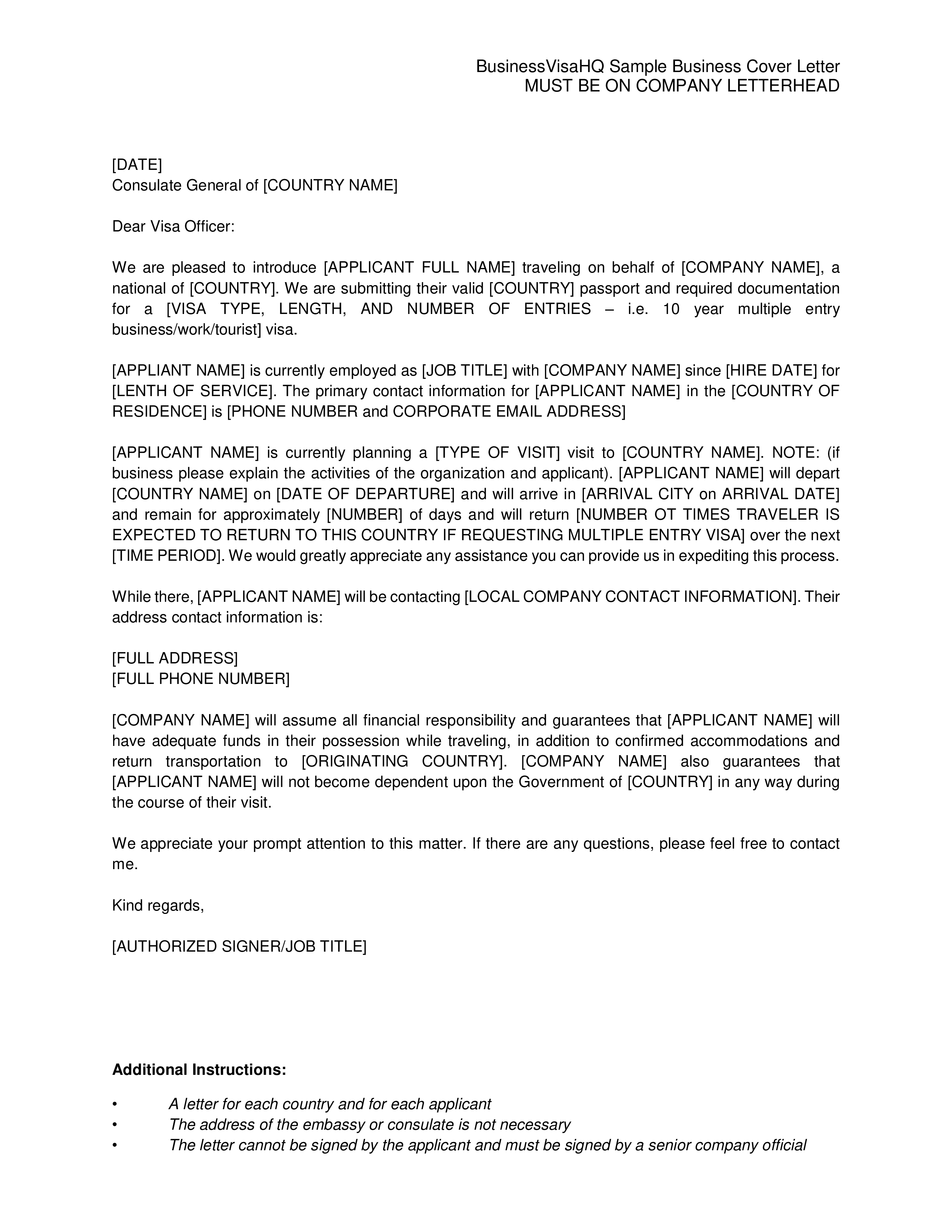 sample business cover letter template