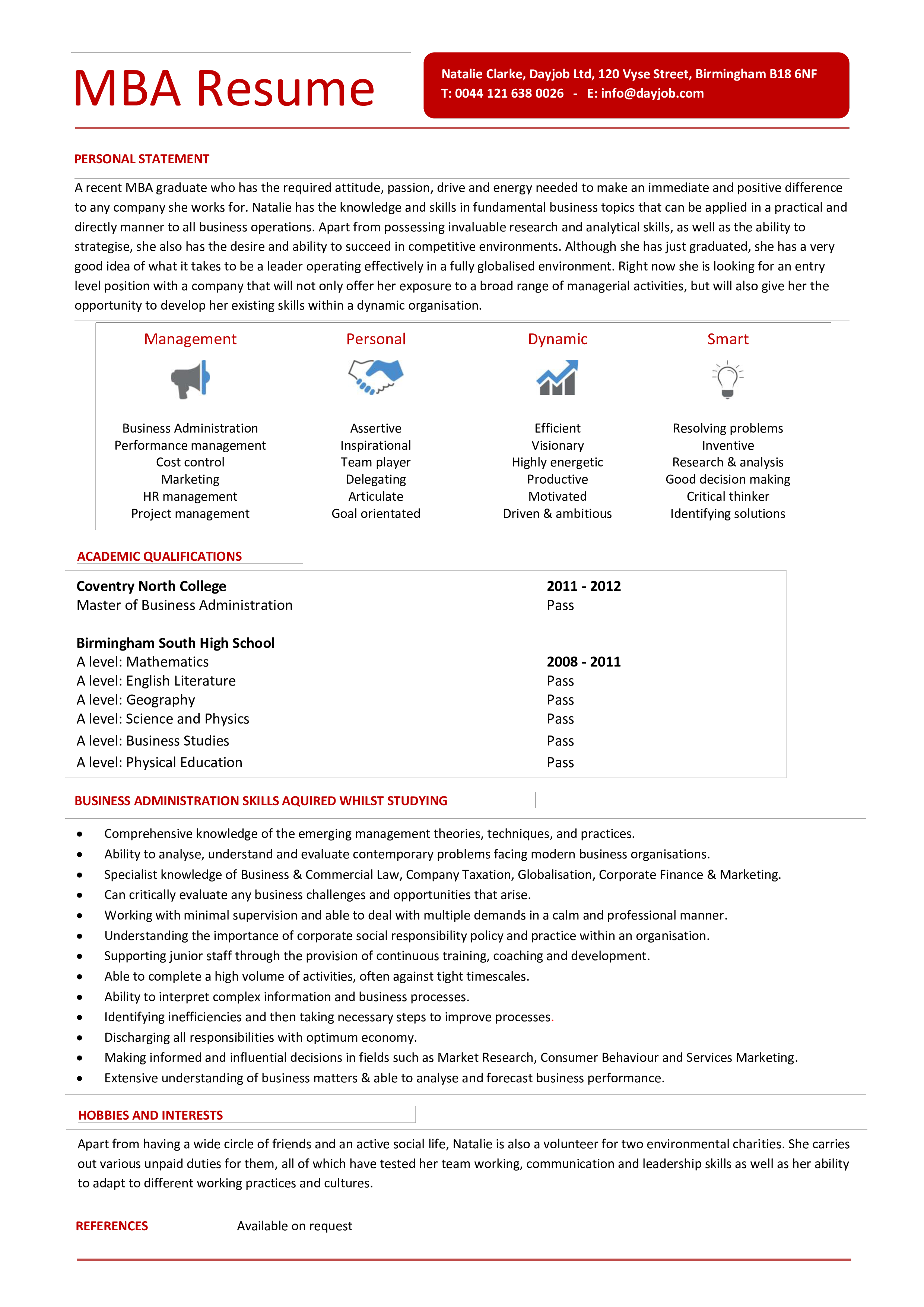 MBA Resume Example Templates At Allbusinesstemplates