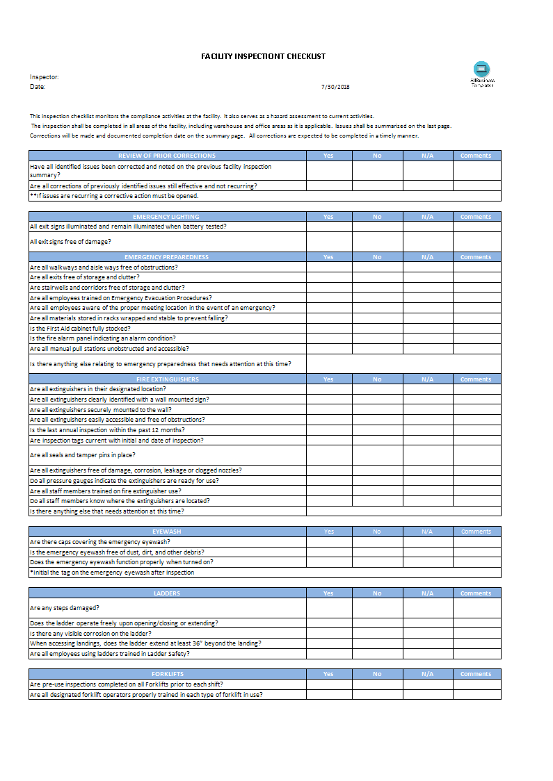 Safety Inspection Report Template