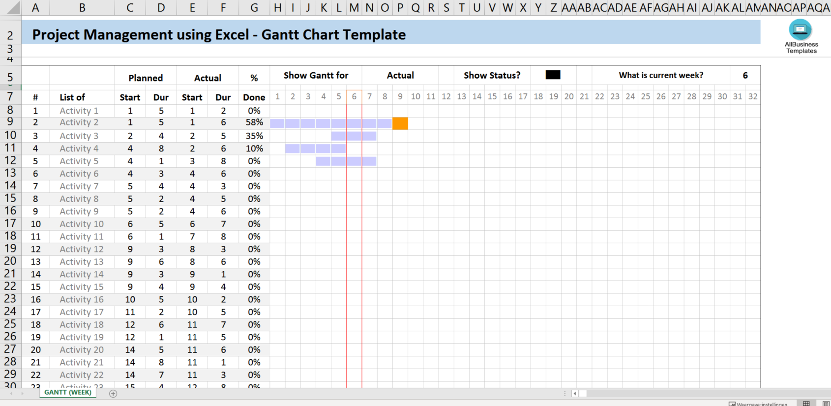 Printable Gantt Chart Excel spreadsheet | Templates at ...