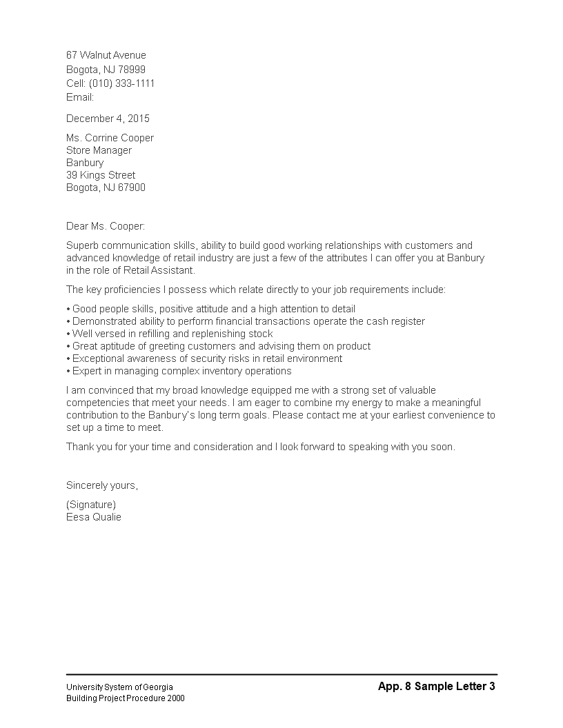 cover letter for no experience bank