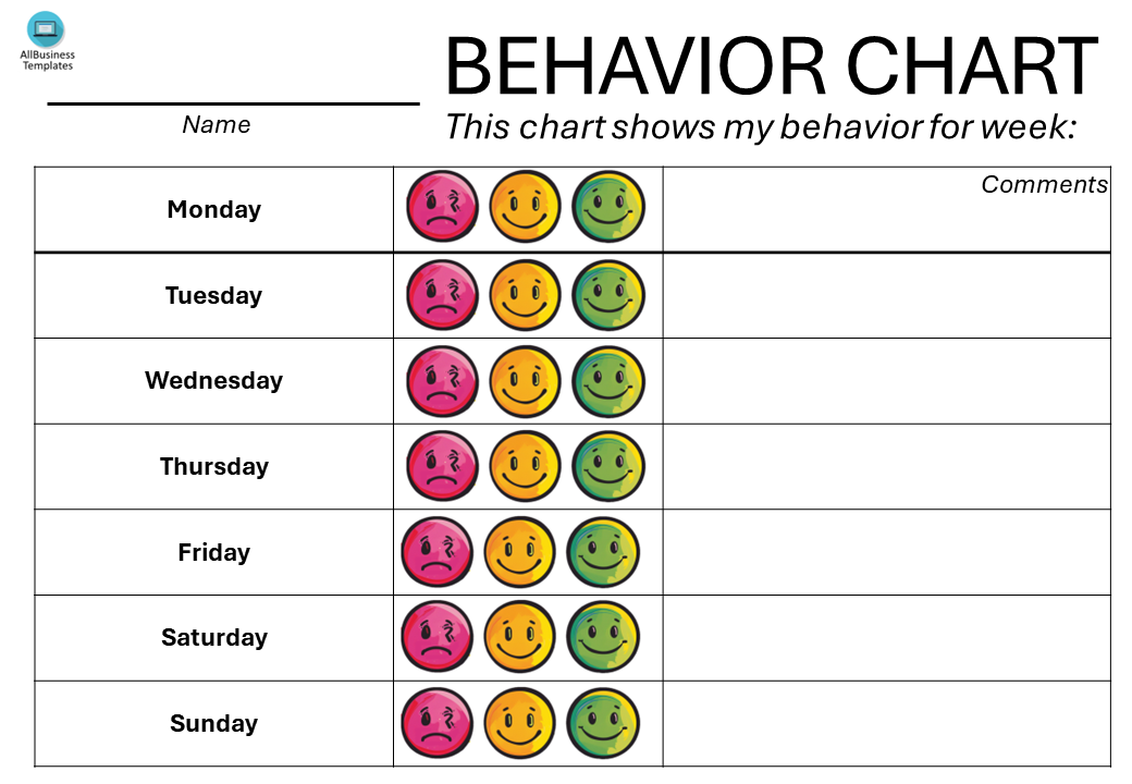 Daily Behavior Chart Template | Templates at allbusinesstemplates.com