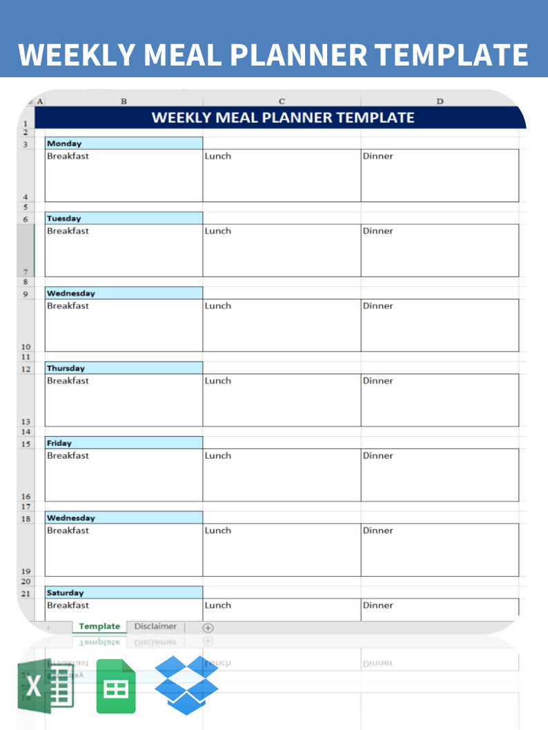 Weekly Meal Planner Excel Templates At Allbusinesstemplates