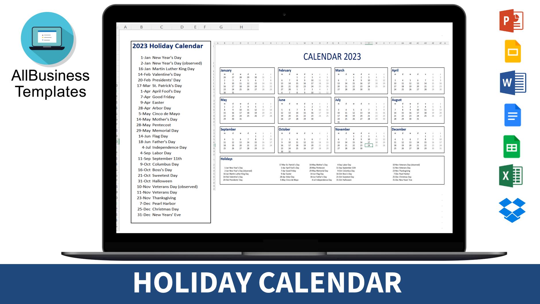 Télécharger Gratuit Holiday Calendar PDF