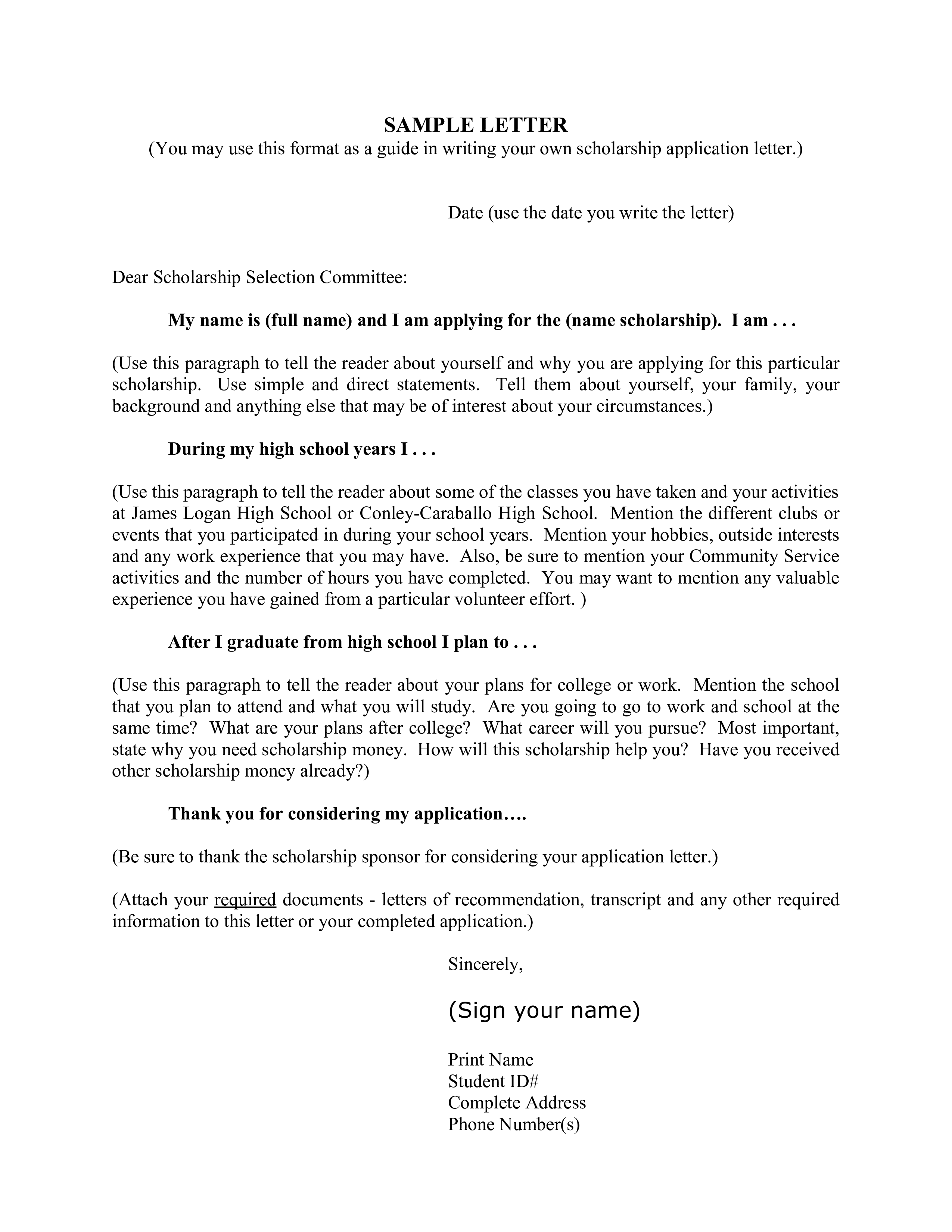 Scholarship Application Letter Examples Database Letter Template 