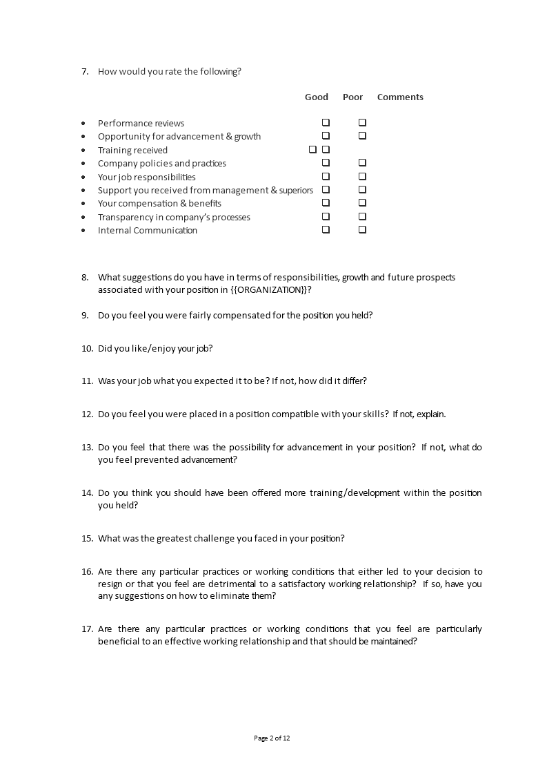 Best Exit Interview Form | Templates at allbusinesstemplates.com