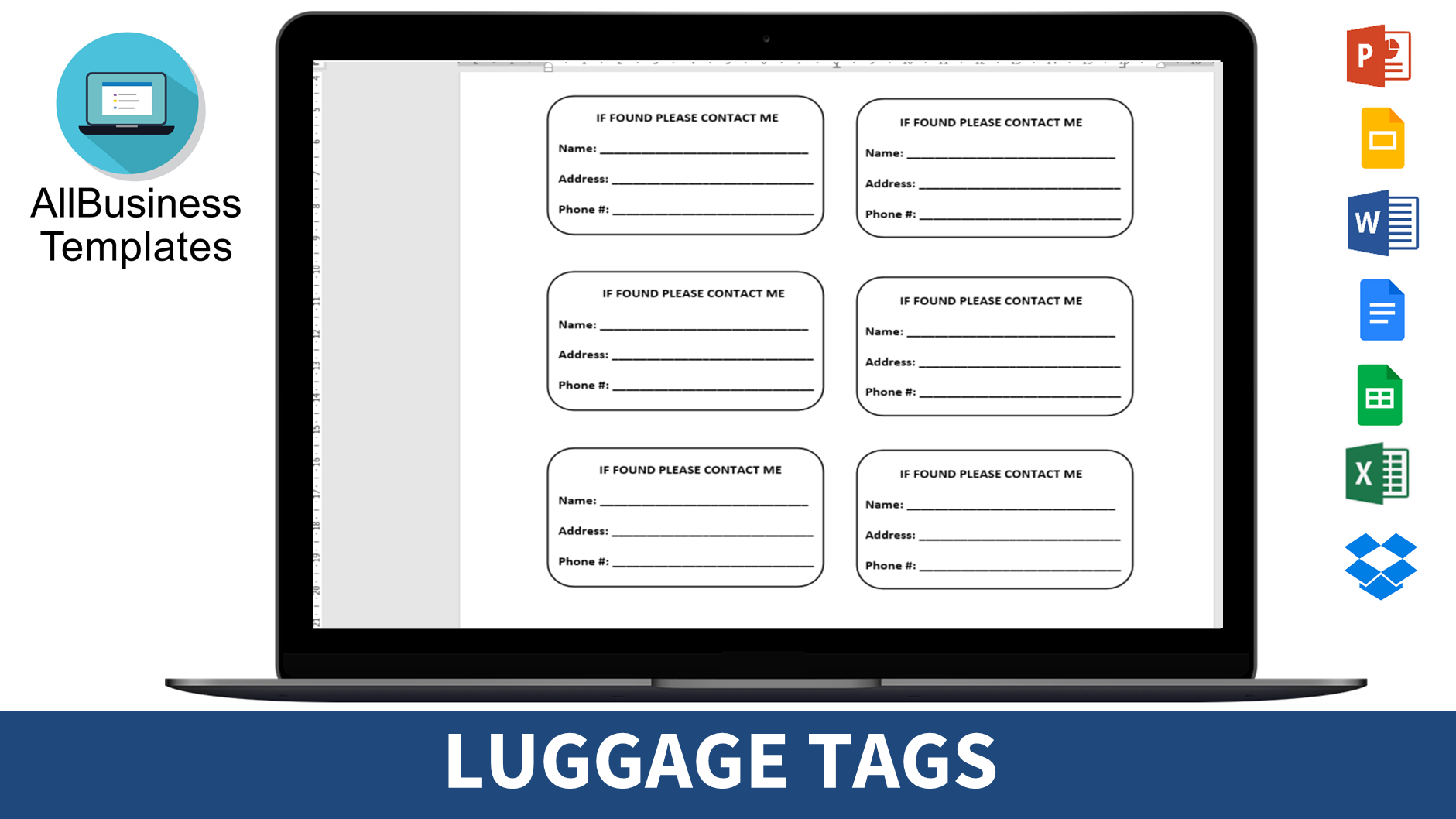 bag tag template template