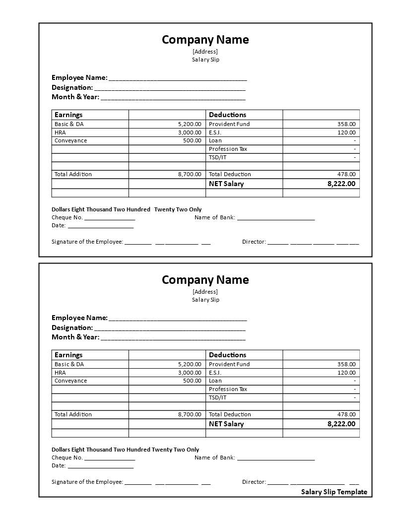 Salary Receipt Voucher Templates At Allbusinesstemplates