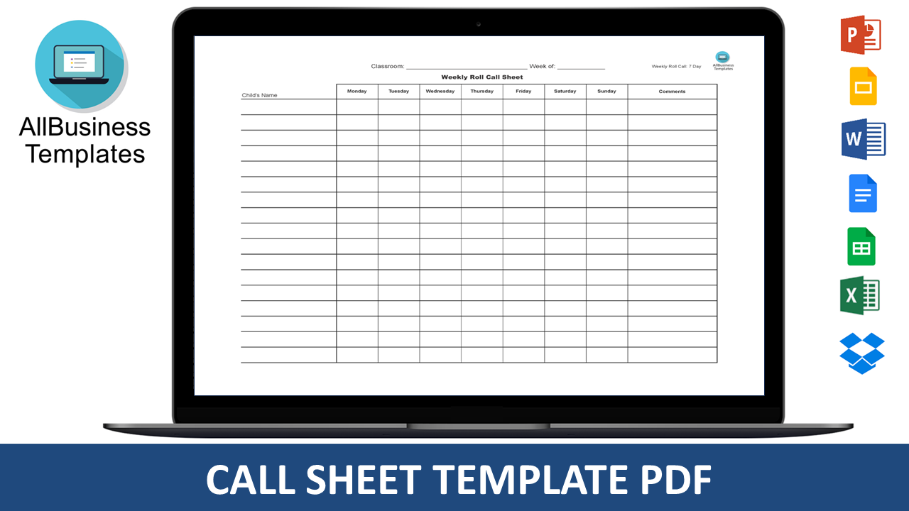 call sheet.pdf plantilla imagen principal