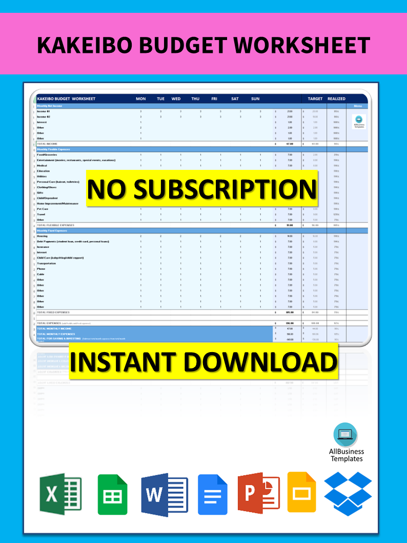 kakeibo budget template