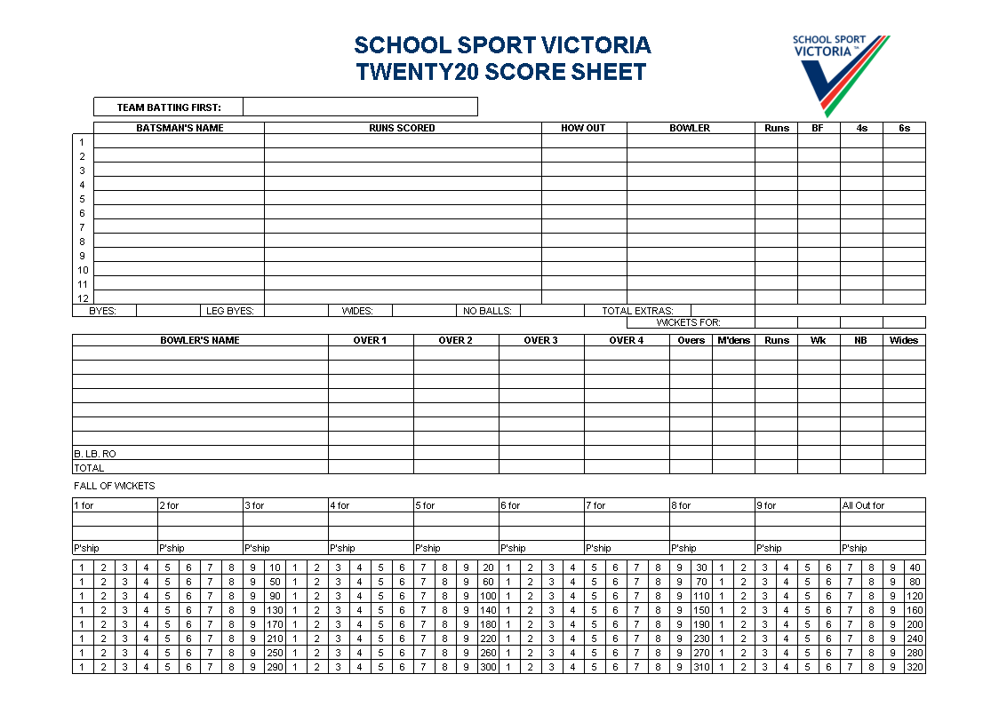 T l charger Gratuit Bowling Score Sheet