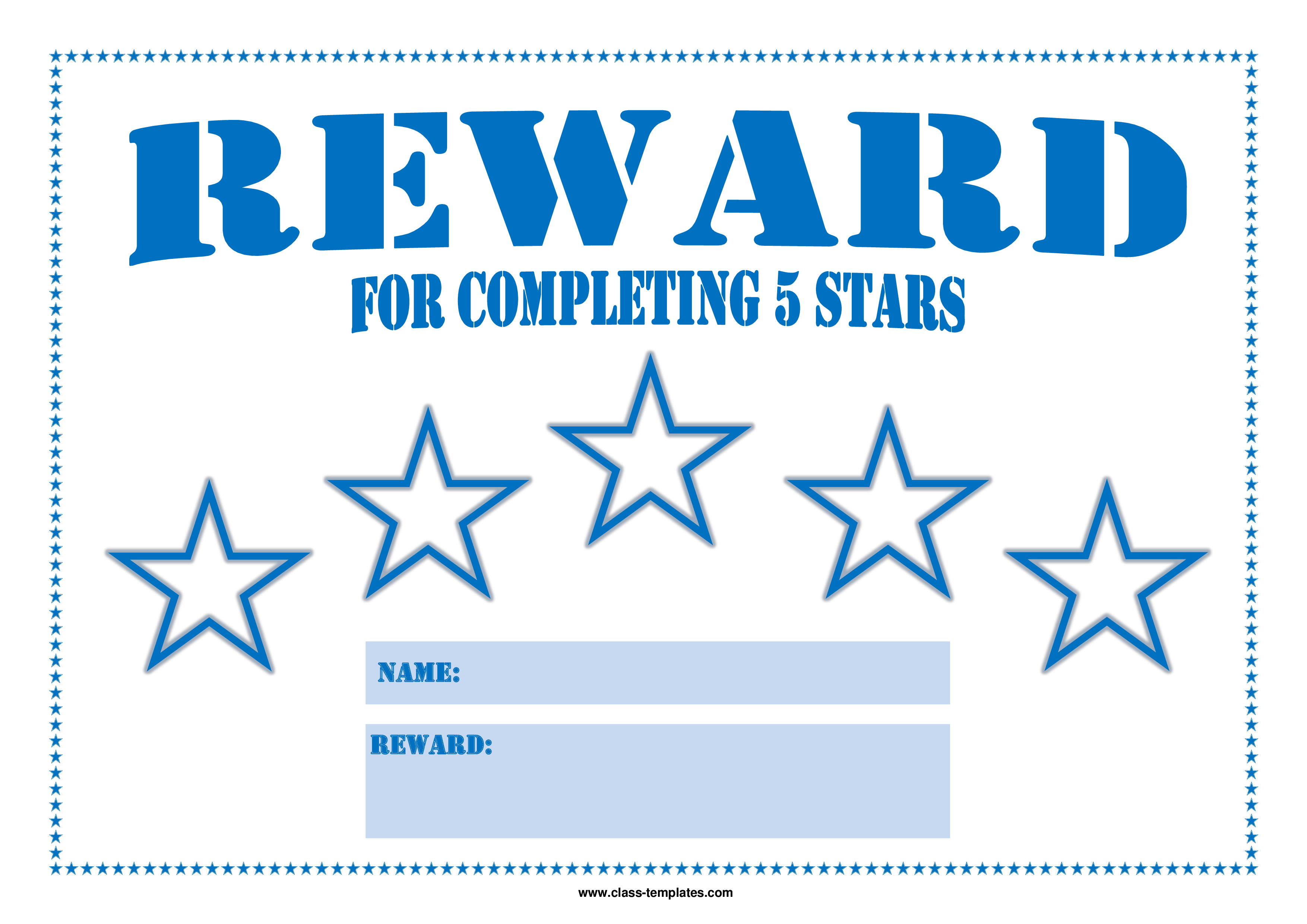 5 star reward chart template modèles