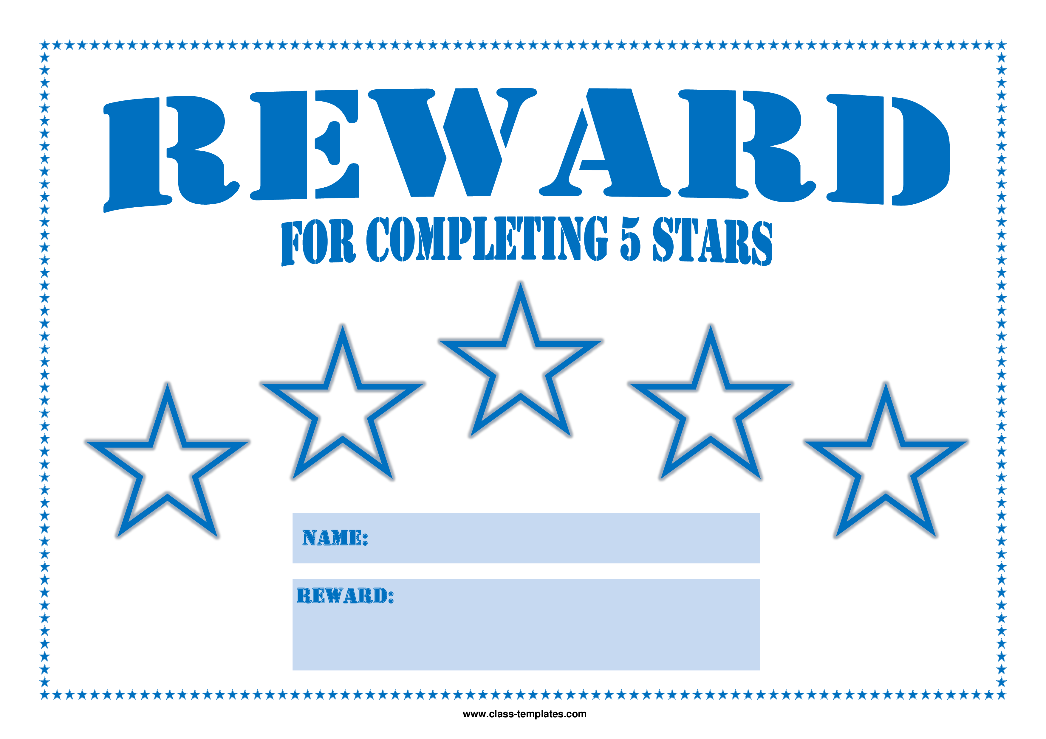  5 Star Reward Chart Template Allbusinesstemplates