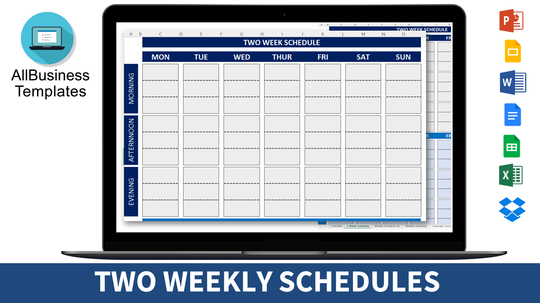 week schedule calendar modèles