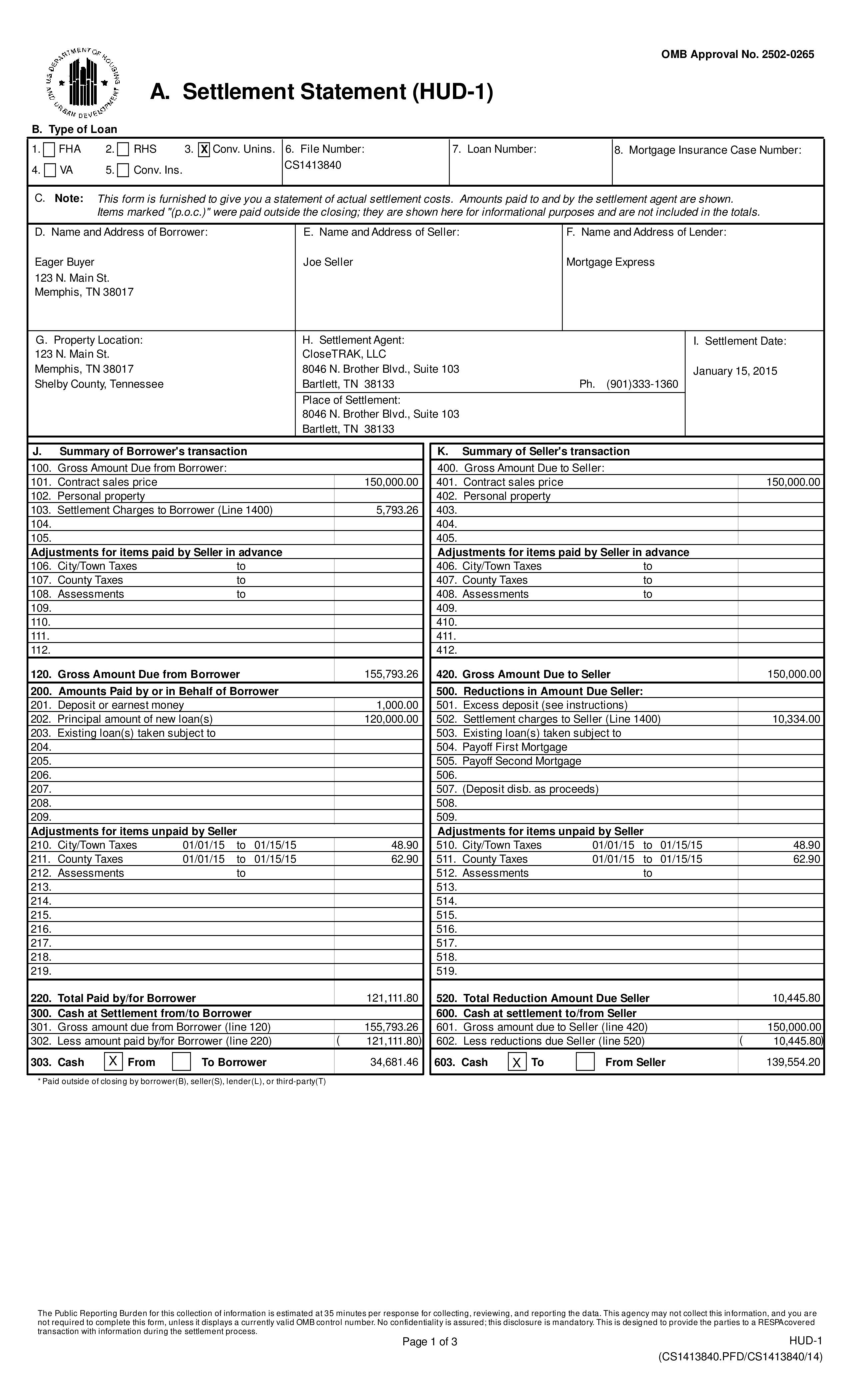 Mortgage Settlement Statement Templates At Allbusinesstemplates