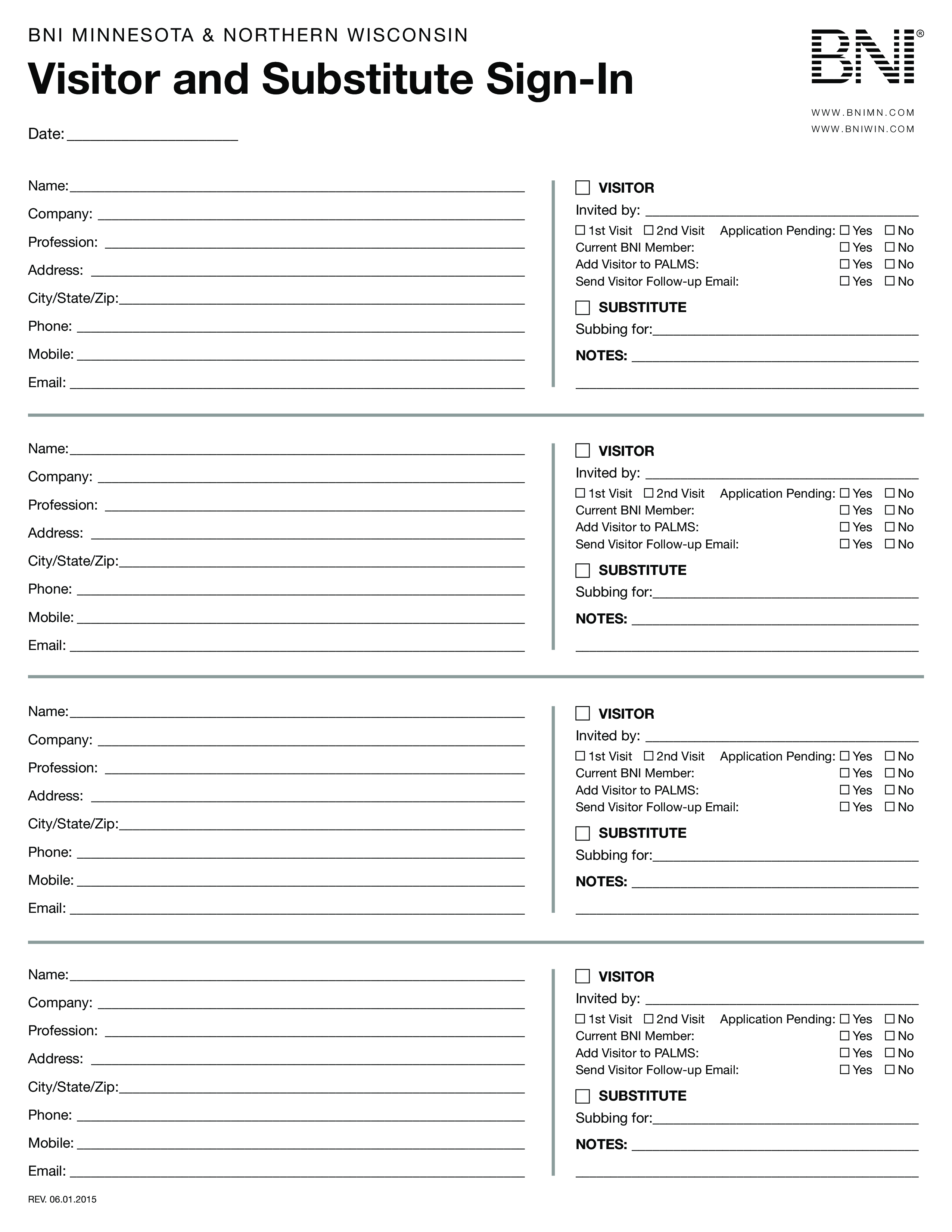 Visitor Sign In Sheet Templates at