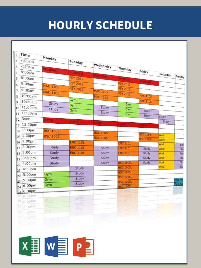 Free Hourly Schedule Templates At Allbusinesstemplates