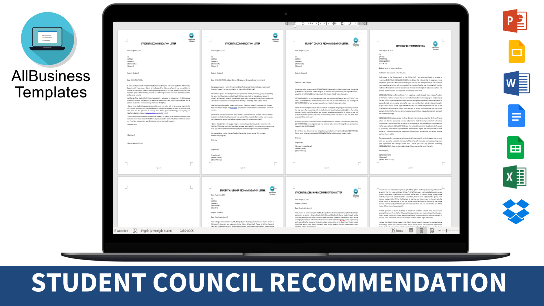 letter of recommendation for student council Hauptschablonenbild