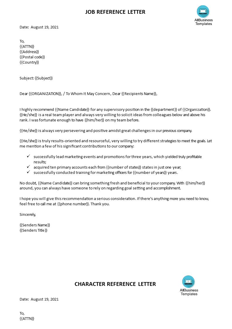 kostenloses-marketing-job-reference-letter