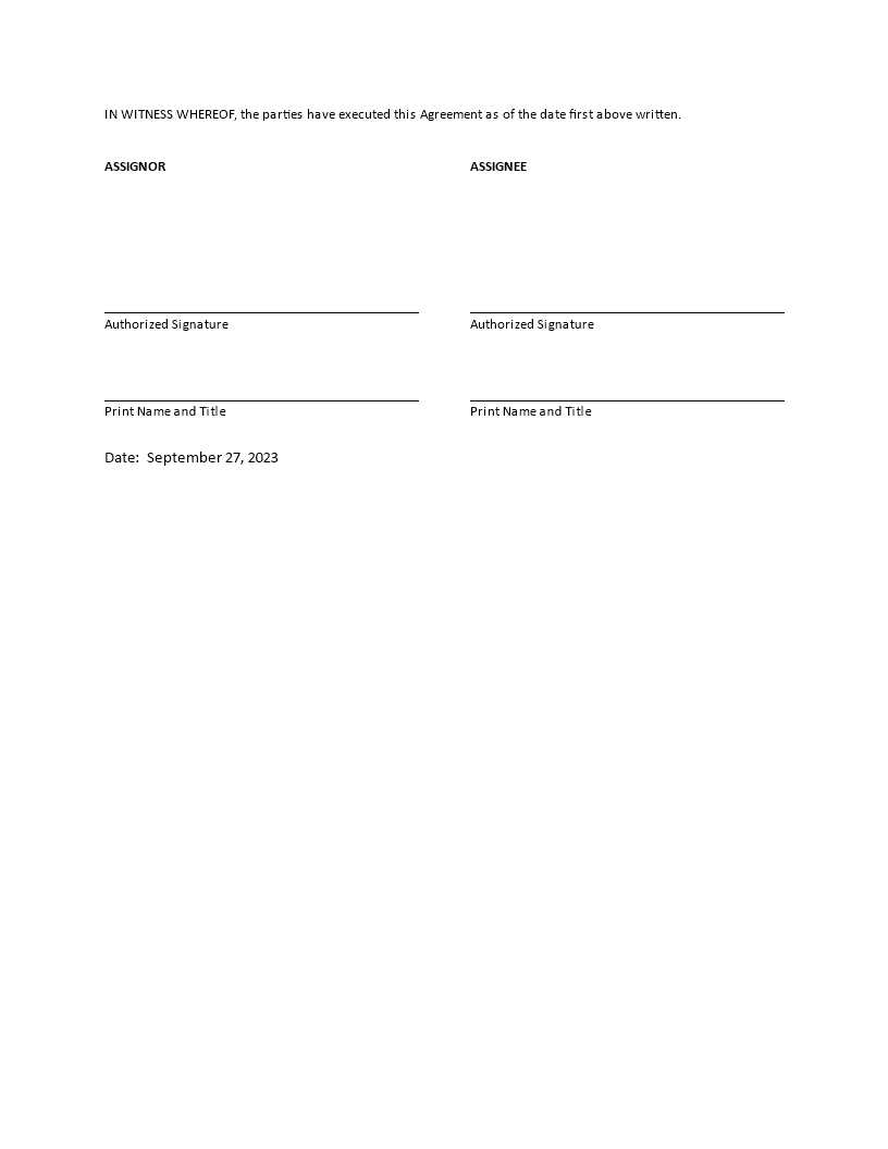 patent assignment agreement template