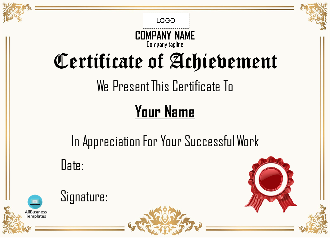 Certificate Of Achievement Template 