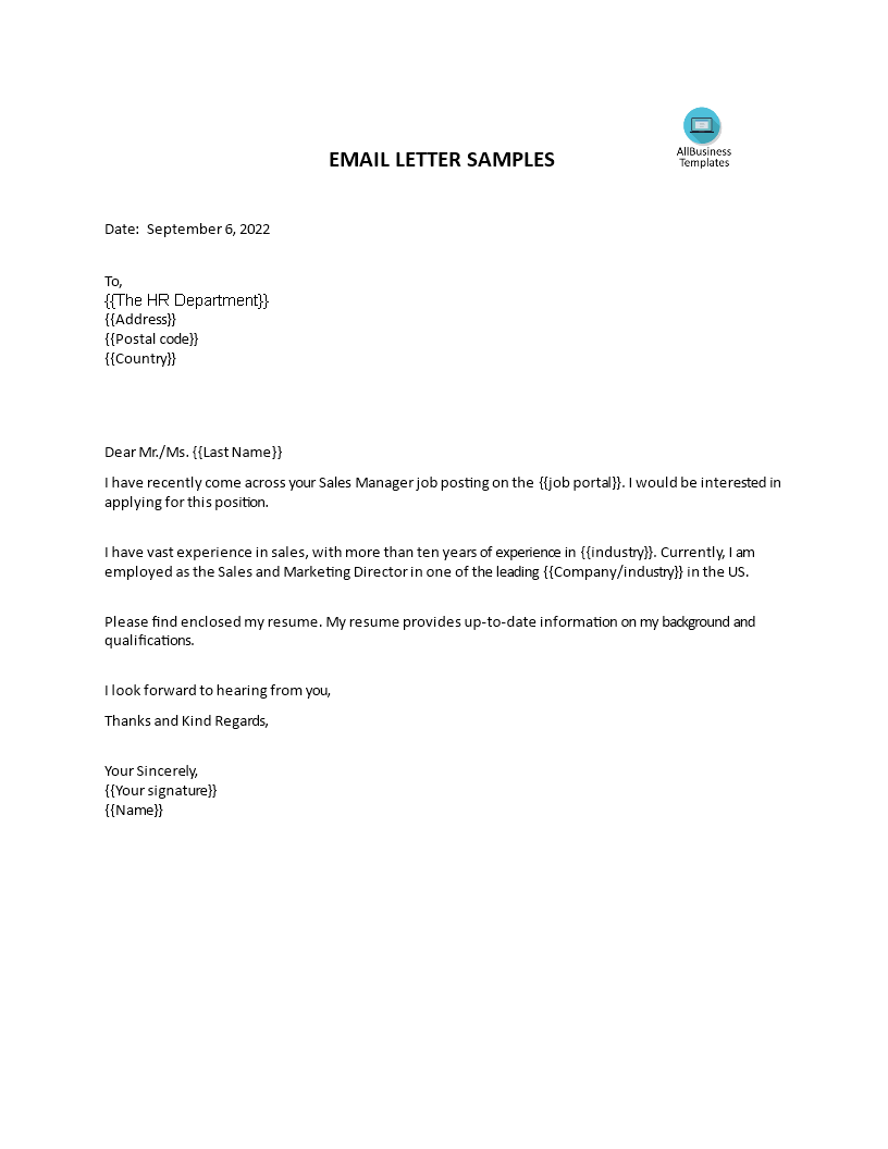 contoh application letter email