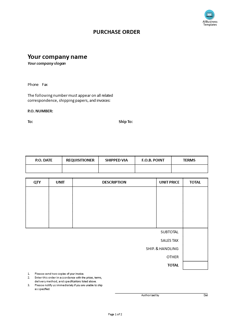 Purchase Order Format main image