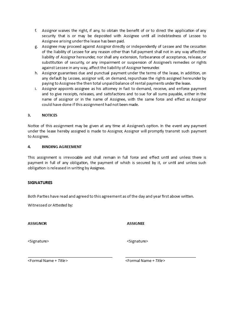 assignment of lease by lessor