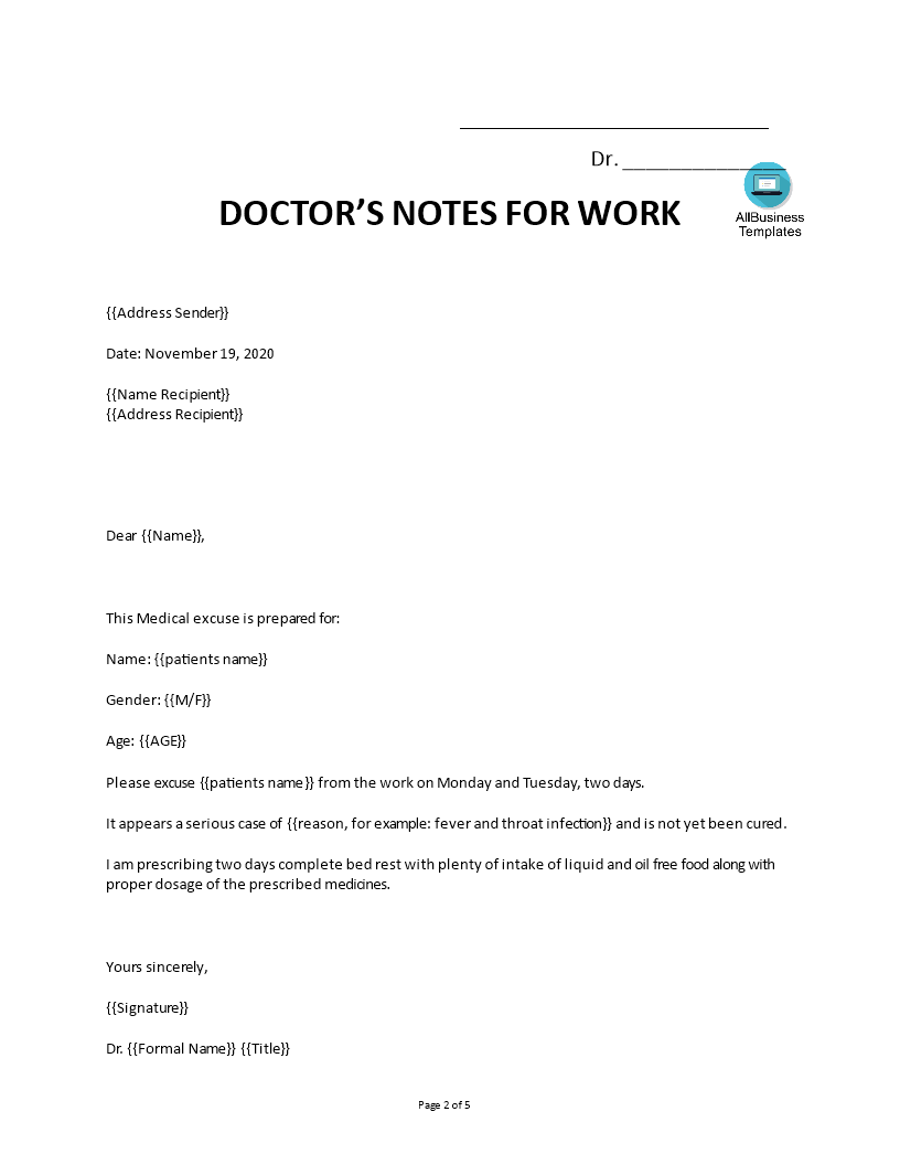 Kostenloses Doctors Notes Template