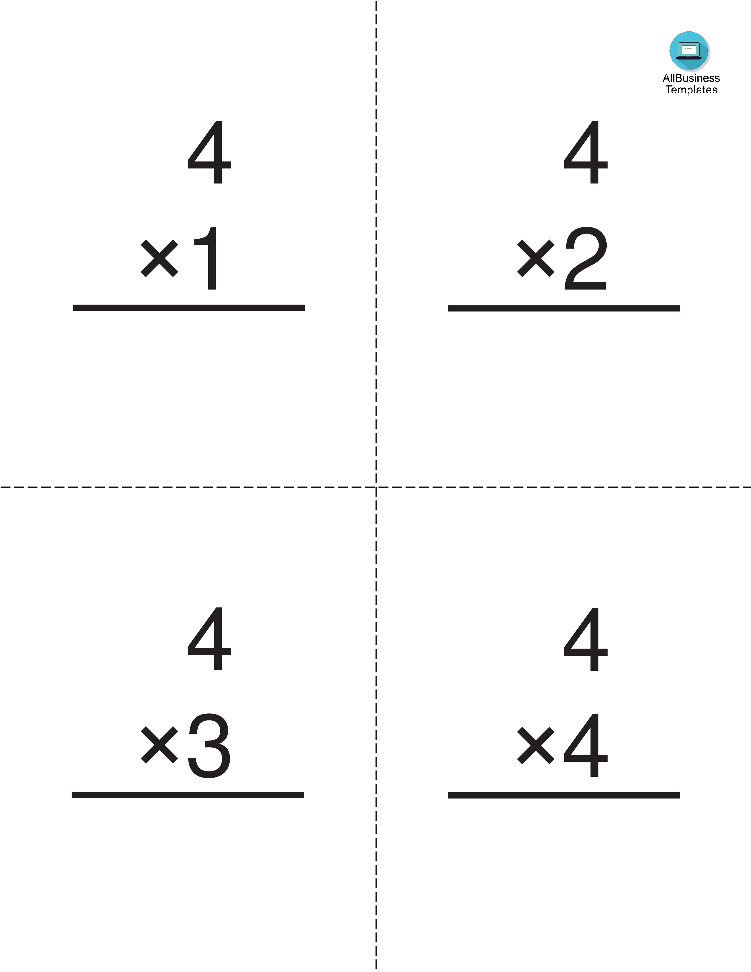 Multiplication 4 flashcards | Templates at allbusinesstemplates.com
