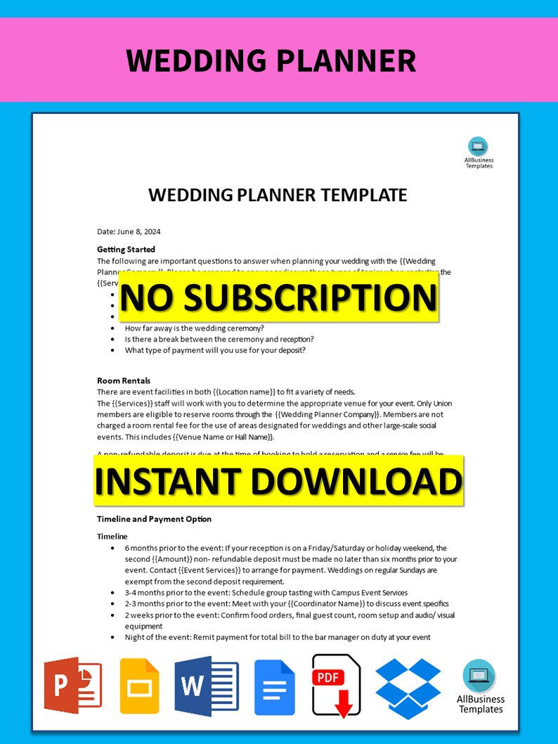 wedding planner plantilla imagen principal