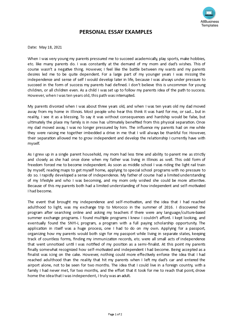 personal example essay