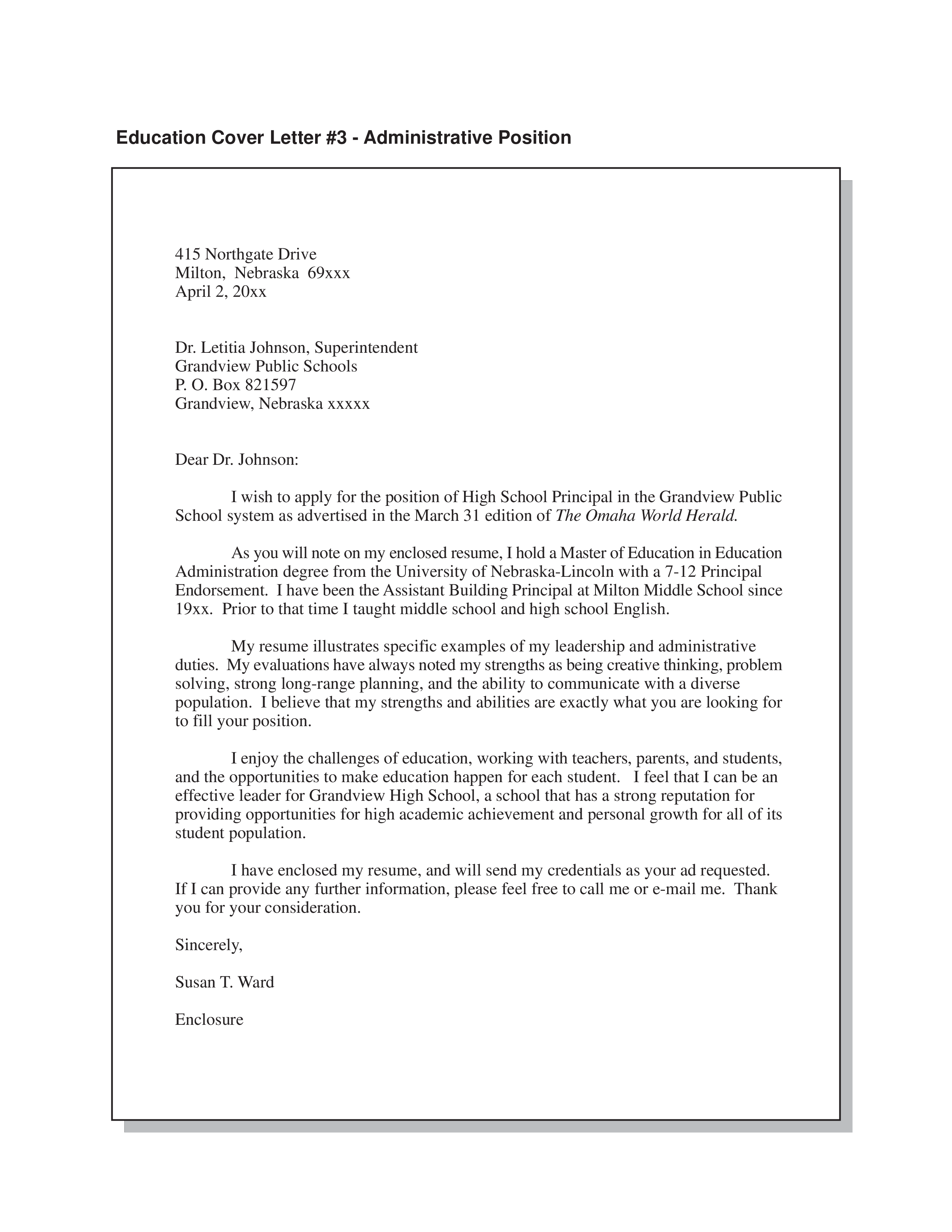 cover letter example for an administrative assistant