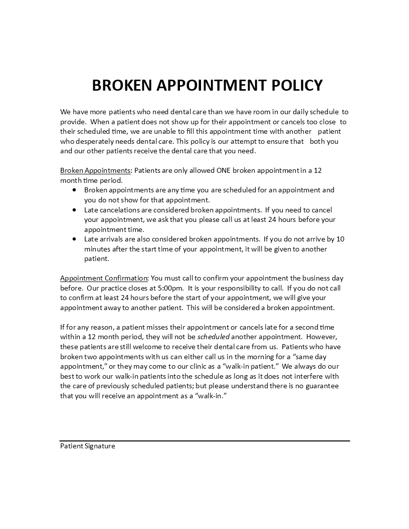 dental missed appointment letter template