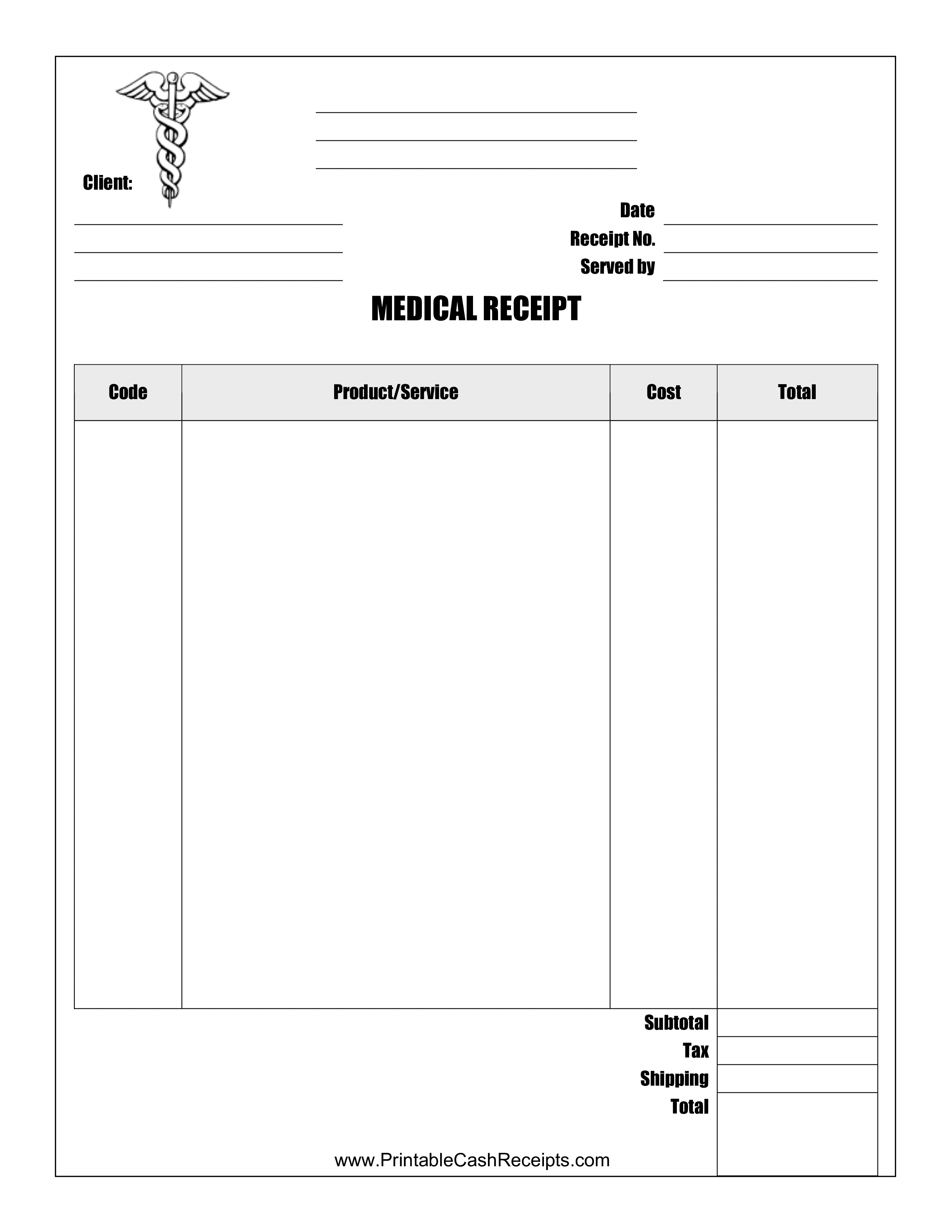 Medical Receipt Templates At Allbusinesstemplates