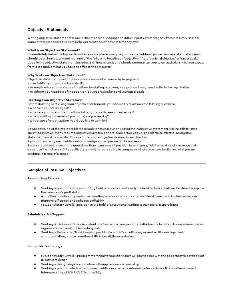 General Objective For Resume main image