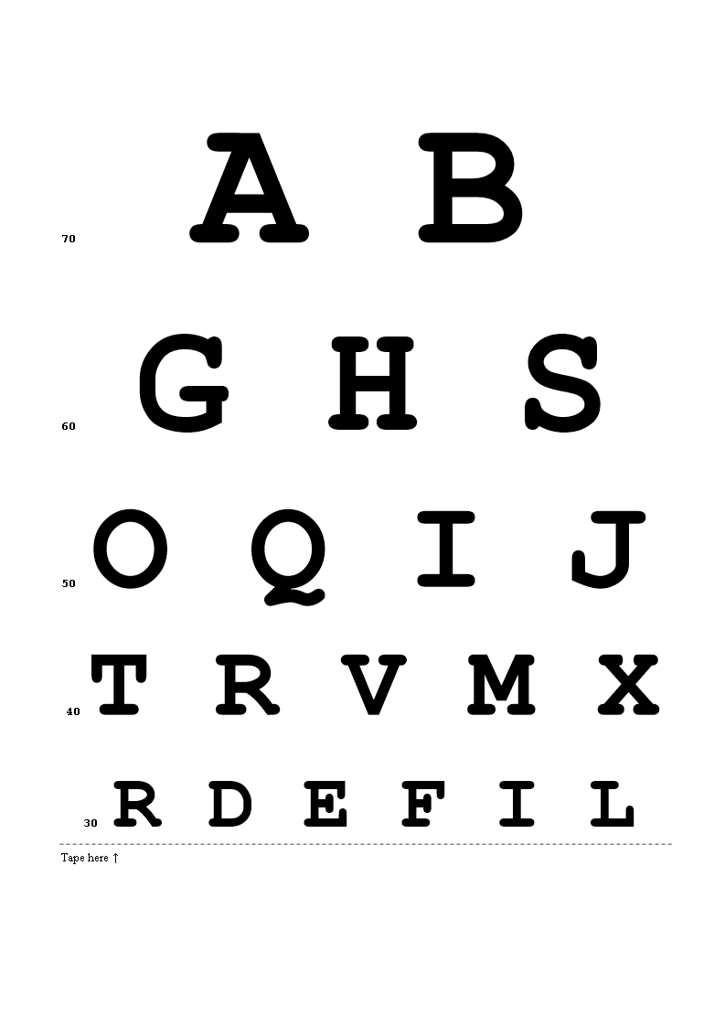 Printable Eye Chart Snellen Eye Chart Free Printable Paper File Images