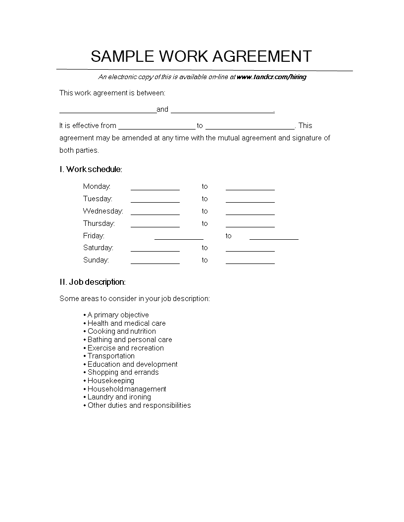 Working Agreement Template