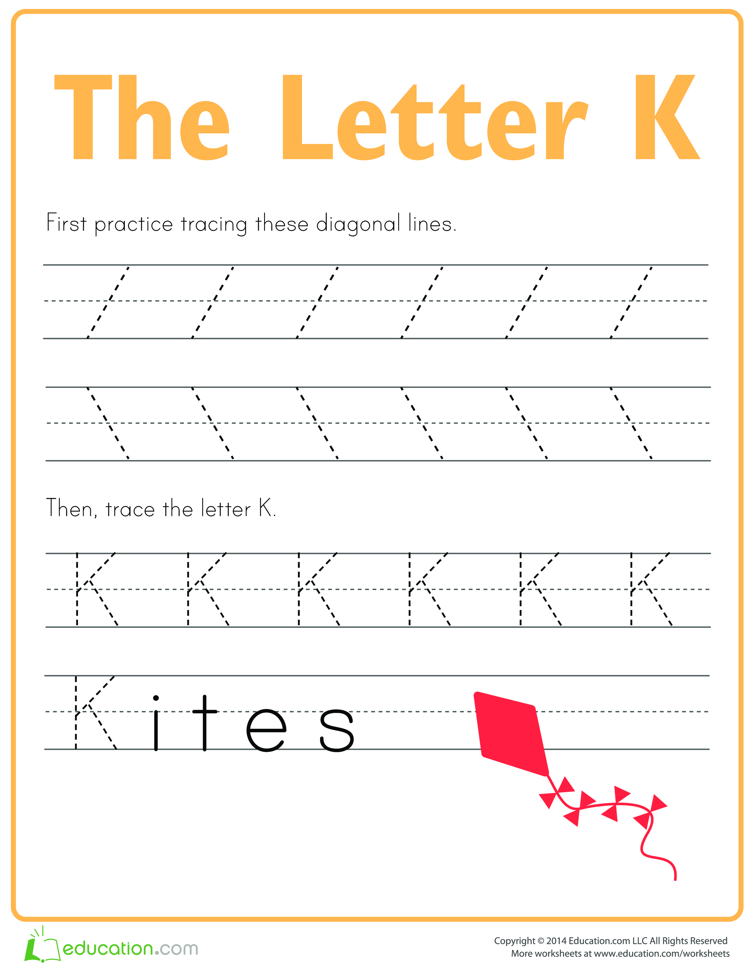 Learn to write letter K Templates at